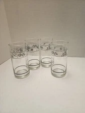 Crisa Flat Tumblers Powder Blue White Floral Glassware 16 fl oz Set of 4
