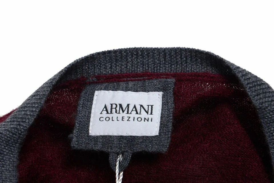Suéter Armani Collezioni Para Hombre Lana Mohair Borgoña Cuello en V Talla 2XS XS M Foto 4 de 4