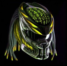 FREE SHIPPING PREDATOR HELMET CUSTOM YELLOW FIRE ( DOT & ECE CERTIFIED )