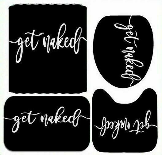 UK Black Get Naked Shower Curtain Bath Mats Toilet Cover Rug Fun Bathroom Decor eBay
