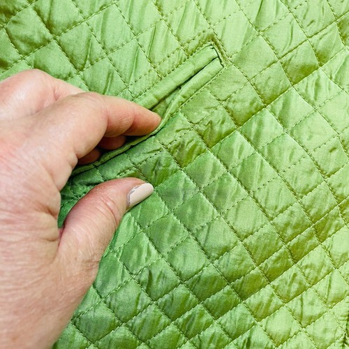 Quacker Factory 100% Silk Jacket Womens S Green Quilted Full Zip Car Coat NWT - Picture 10 of 10