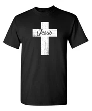 Jesus Cross Printed Sarcastic Humor Graphic Super Soft Ring Spun Funny T Shirt