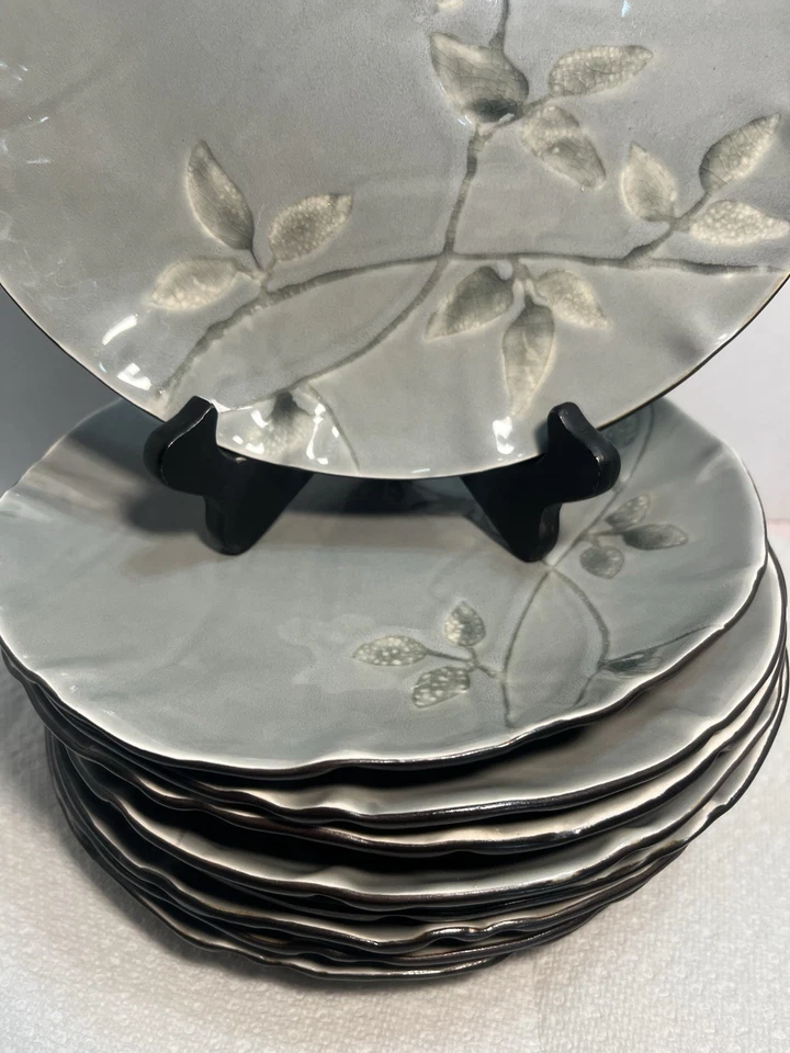 Vajilla 9-Z Gallery Ofelia gris 8 3/4 platos de almuerzo 1991 Foto 2 de 4