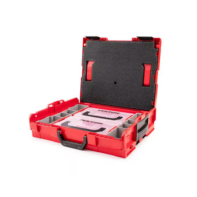 20-Compartment Shallow Stacking Tool Box (L-BOXX 1) with Red Mini Stacking Tool