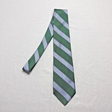 Brooks Brothers 346 Men's Green Silver Bias Stripe 100% Silk Tie Made in USA