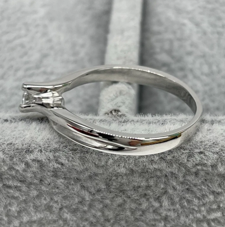 Anello Solitario di Oro Bianco 18 kt carati nuovo 750 femminile Zircone Naturale - Immagine 4 di 4