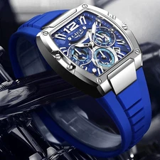 45MM LIGE Military Quartz Watch Men's Diver Silicone 30M Waterproof Luminous NEW