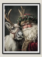 Santas Reindeer - DIY Chart Counted Cross Stitch Patterns Needlework DMC Color