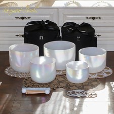 Crystal Soul Five Glands Crystal Singing Bowl Set With Precious Metals  Gems