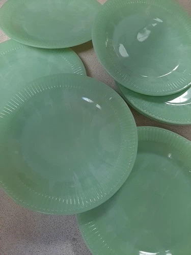 Vintage Fire King Jadeite Salad Plates Lot (7) As Is
