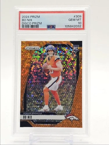 BO NIX 2024 PANINI PRIZM ROOKIE FOOTBALL ORANGE DISCO RC PSA 10 Q0004