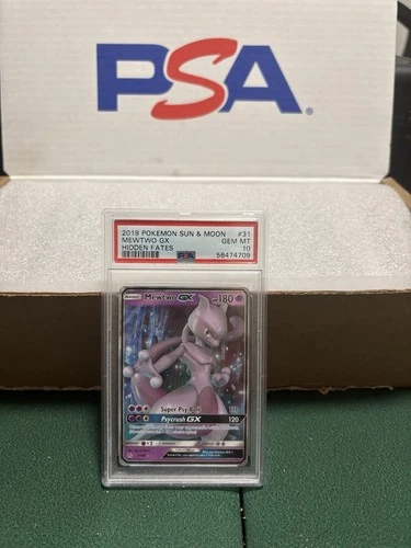 Pokémon TCG: Mewtwo GX #31/68 Hidden Fates Ultra Rare Holo PSA 10 GEM MINT.
