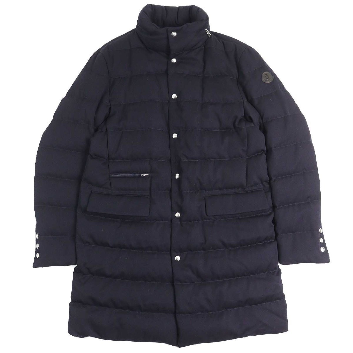 Moncler 21 22AW Chereau 100 Wool Logo Leather Patch Stand Collar Coat Excellent Condition