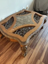 AICO Rectangular Cocktail Table with Marble Glass Top