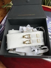 NEW MURMUR SATIN REMOVABLE SUSPENDER GARTER BELT WHITE BRIDAL NWT