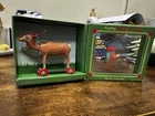 Vintage 2003 Schylling Penny Toy Tin Toy Wheeled Ornament in Box - Deer