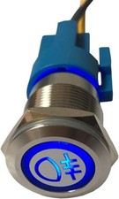 12V Car Vehicle Blue LED Light Fog Push Button Metal Toggle Switch Socket