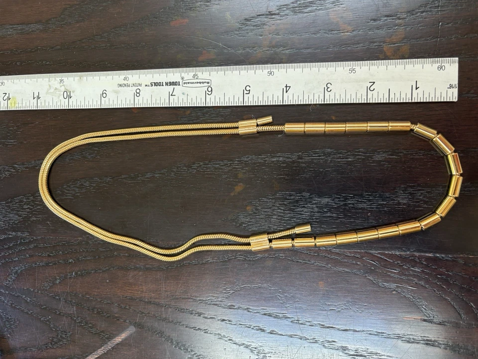 IMPRESIONANTE Collar Michael Kors Ajustable Tono Dorado BARRIL Y CUERDA Moda, 36" L Foto 4 de 4