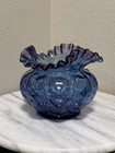 HTF 1940s Fenton Mulberry Ruffled Glass Vase– 5"