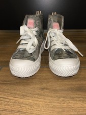 Justice Sport Girls/Kids High Top Camo Lace-Up Sneakers Gray/White Size 1