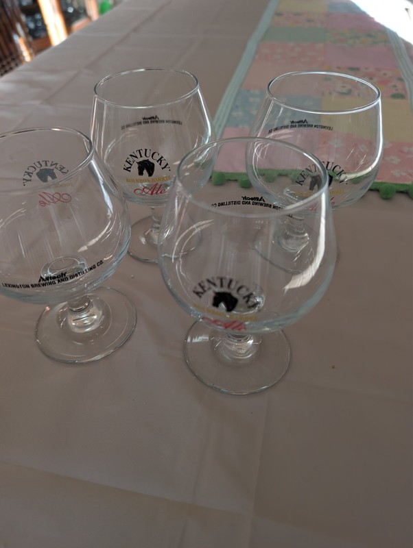 4 Kentucky Bourbon Barrel Ale Stemmed Brandy Cognac 5” Tall Snifter Glasses