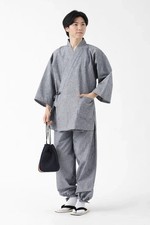 Japanese Traditiona Mens Samue KURUME Cotton Relax Wear kimono Zen Buddhist