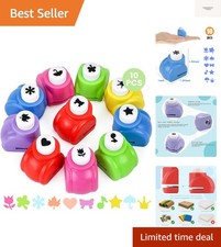10 Pack Multicolored Shape Paper Hole Punch Craft Set for DIY Crafting, Scrap...