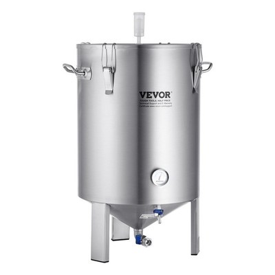 304 SS Beer Fermentor 16 Gal, Sealed Lid, Exhaust Port, Thermometer