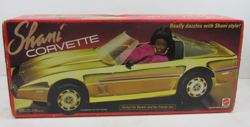 NIB "Shani Corvette" 1991 Barbie Vintage GOLD SPORTS Car Mattel GE