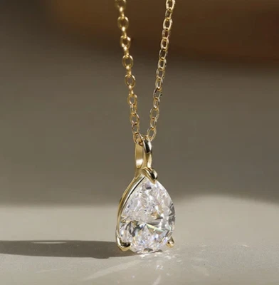 2,0ct Laborgefertigt Birnenform Diamant Test Pass Anhänger VS1/D/Top - Bild 1 von 4