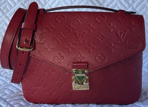 Louis Vuitton Pochette Metis Empreinte Leather Red Monogram Crossbody Bag