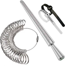 Ring Sizer Measuring Tool Set, Ring Gauges with Finger Sizer Mandrel Ring Sizer 