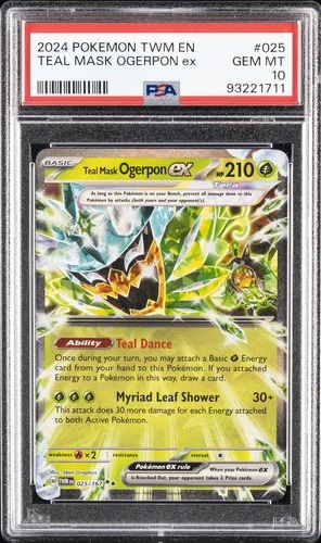 2024 POKEMON TWM EN-TWILIGHT MASQUERADE #025 TEAL MASK OGERPON EX PSA 10