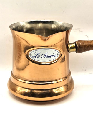 Vintage Copper Le Saucier Wood Handle Pot by Teleflora 1984 5 H