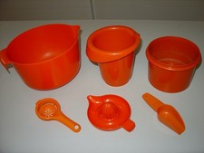 6 Tlg. Set Sammlung Konvolut - Küchenhelfer Orange - VINTAGE KULT - 1970er RAR