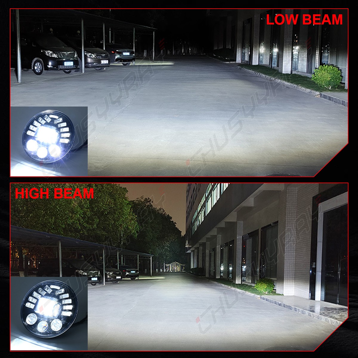 Pair Newest 7"in Round LED Headlights DRL Hi/Lo H4 For Jeep Wrangler JK TJ CJ LJ thumbnail 9