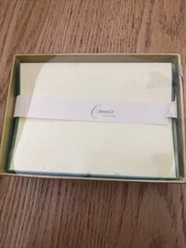 Crane’s Boxed Stationery Set Yellow W/ Green Border 19 Note Cards & Envelopes