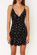 PacSun Floral Daisy Mini Dress Medium Black Beachy Coquette Vacation Cute New