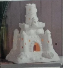 PartyLite Bisque Porcelain SAND CASTLE TEALIGHT HOUSE, NIB