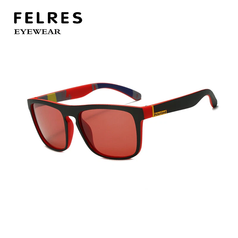 Gafas de sol de pesca cuadradas polarizadas para hombre lentes rojas sombras gafas deportivas UV400 Foto 4 de 4