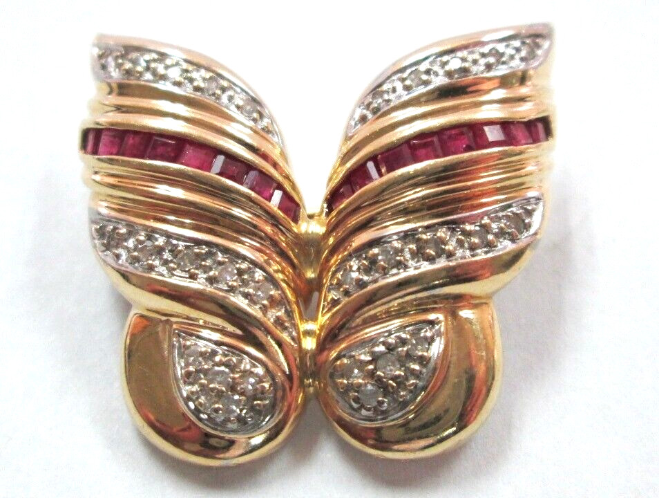 large Stunning Solid 14K Yellow Gold Diamond Ruby… - image 7