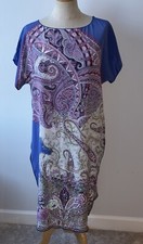 ETRO Pink & Blue Paisley Swagged Shift Dress SZ IT48 US Large NWT