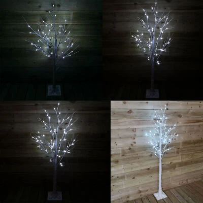 SAMUEL ALEXANDER Choice of Size - Indoor Outdoor Christmas Birch Tree with Ice White LEDs