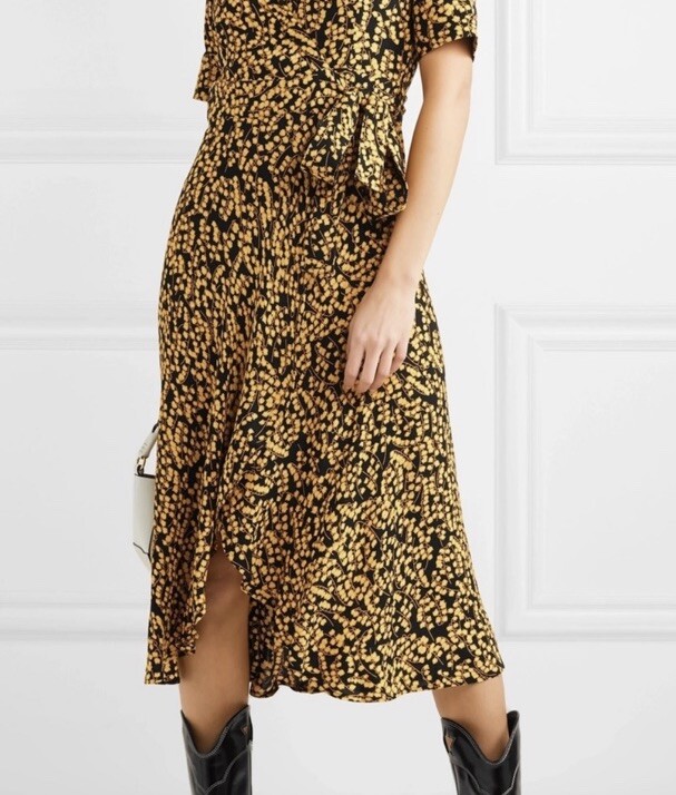 GANNI Dexter goldstone Ruffled Floral-print Crepe Midi Wrap GANNI Dexter goldstone Ruffled Floral-print Crepe Midi Wrap