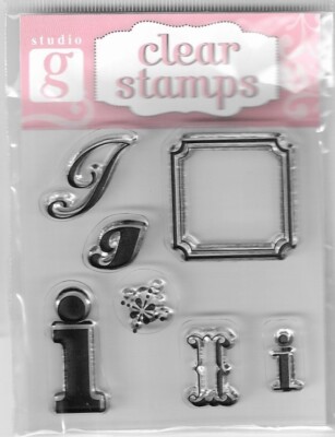 STUDIO G CLEAR STAMPS DIFFERENT FONTS, LETTER I, FRAME FREE SHIPPING