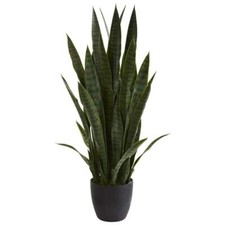 Nearly Natural Artificial Snake Plant 38" Sansevieria Indoor Dark Green Stripes