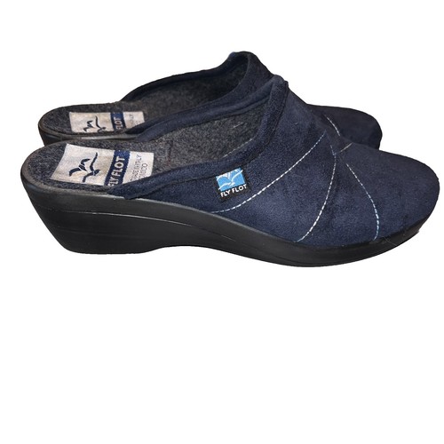 Fly Flot NWOB navy blue anatomic open toe mules clogs Womens  display picture 1