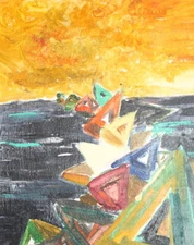 Vintage abstract expressionist oil painting