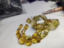 AAA CITRINE STEP CUT NUGGETS TUMBLE FACETED 8X12-14X22 MM BEADS 7" STRANDS