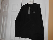 NWT Women's ADIDAS Black LOGO Full Zip Hoodie Pockets Activewear Jacket Size L